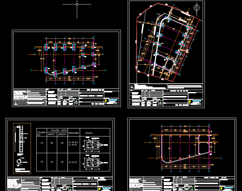 COMMERCIAL BUILDING Columns and Piles Details Autocad Drawing