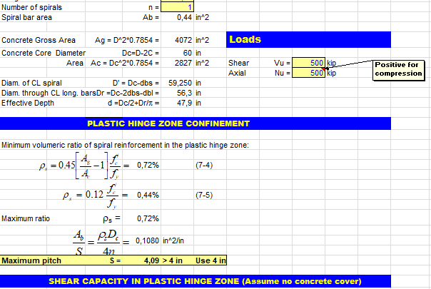 Column Shear Calculation Spreadsheet