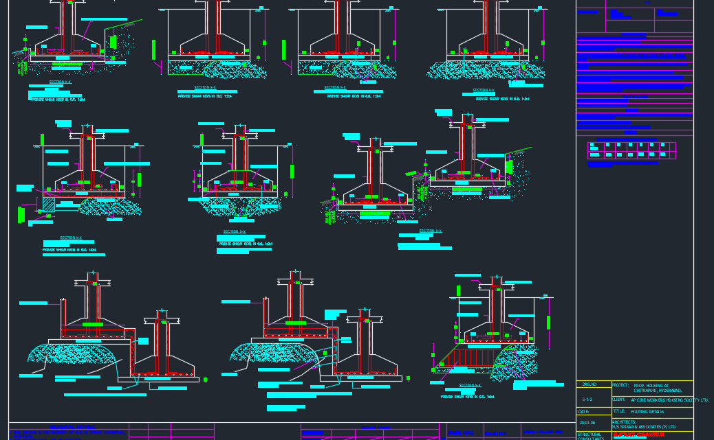 Combined Footing details Free DWG