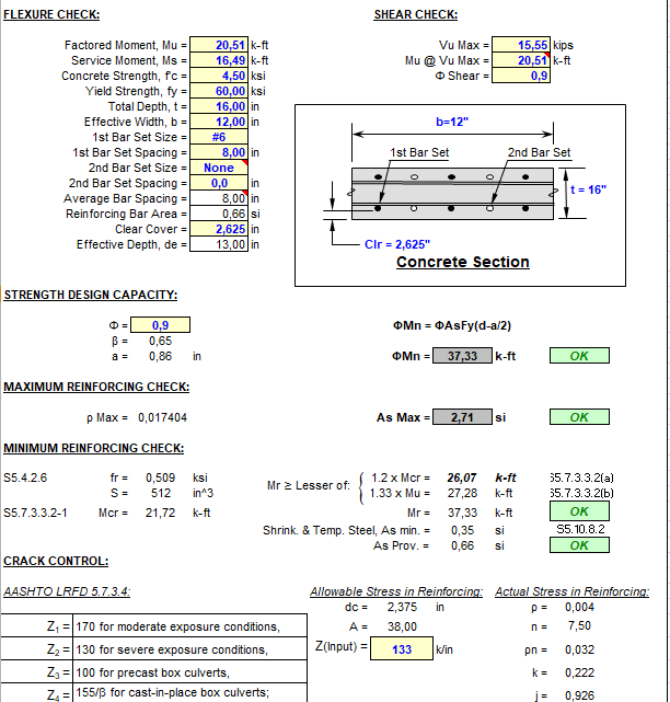 Concrete Slab and Wall Design Spreadsheet