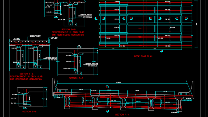 Deck Slab and Diaphragm Reinforcement Autocad Drawing