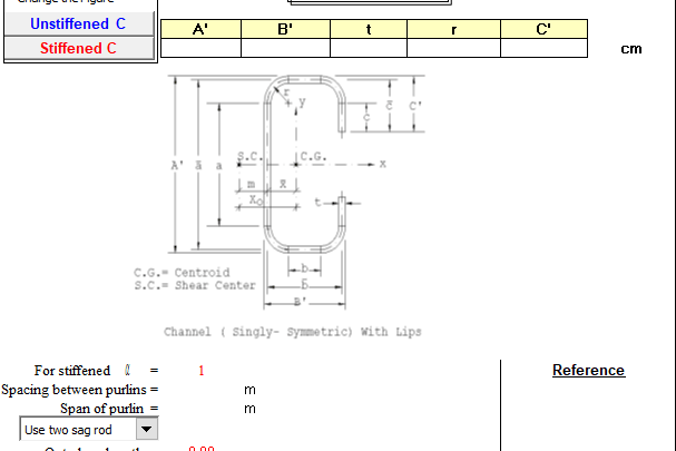 Design of C Purlins Spreadsheet