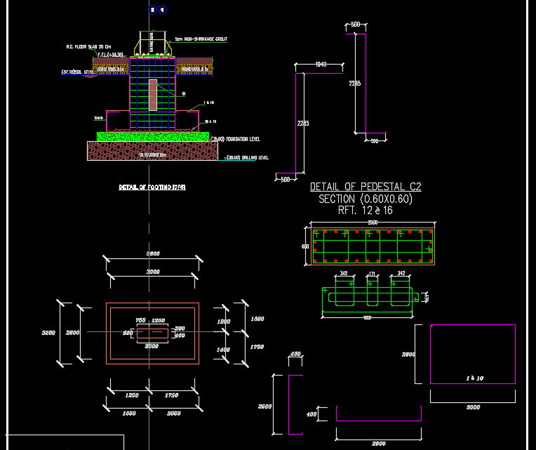 Details of Footing Autocad Drawing