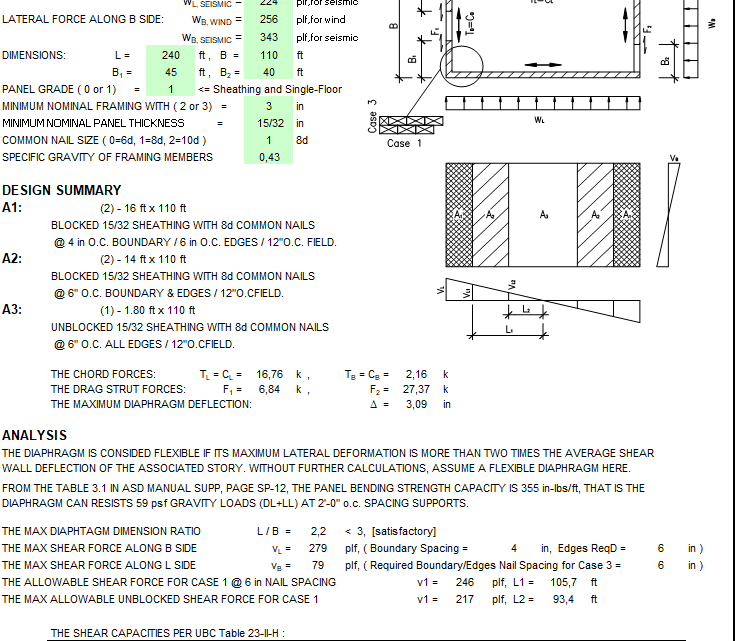 Diaphragm Design Spreadsheet