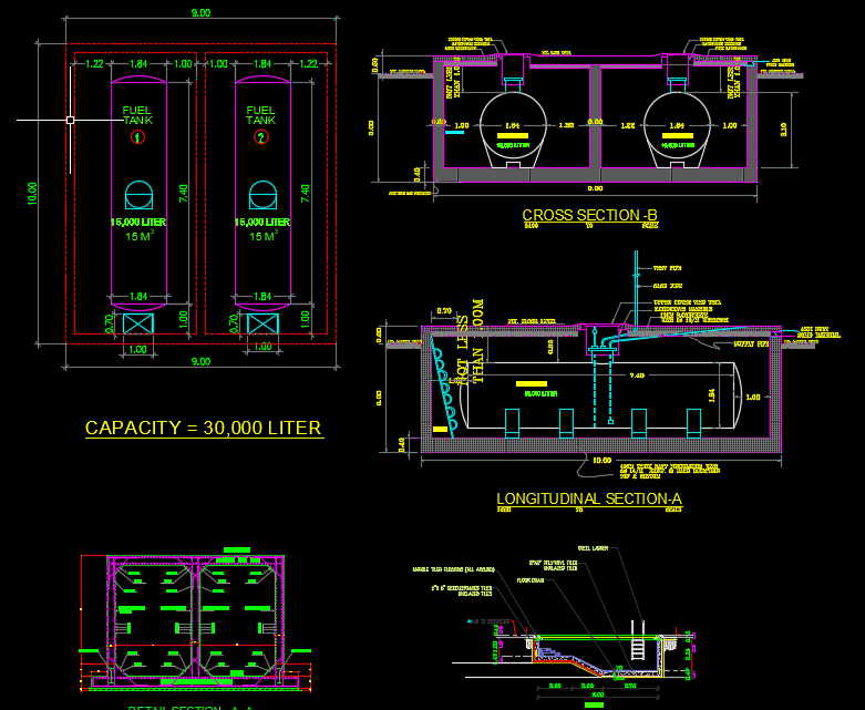 Fuel Tank Details Autocad Drawing