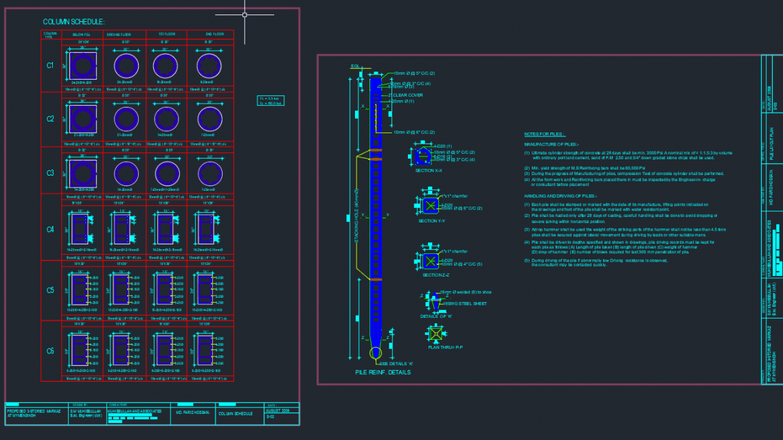 Precast Pile Free Sample Drawing