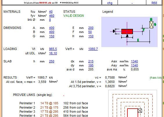 Punching Shear Calculation Spreadsheet