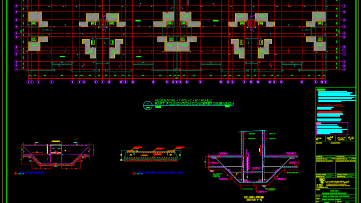 Raft Foundation Concrete Details Free Autocad Template