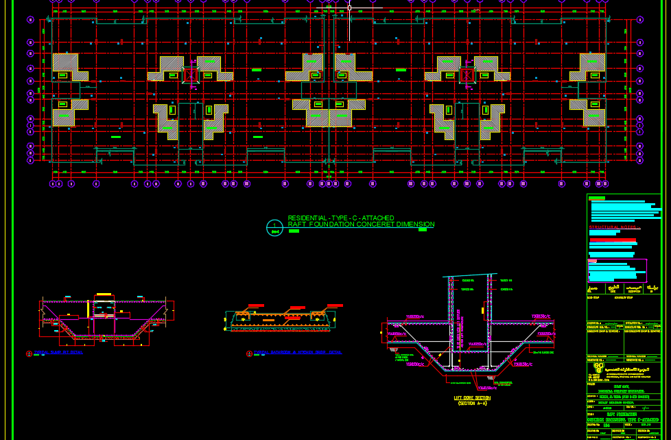 Raft Foundation Concrete Details Free Autocad Template