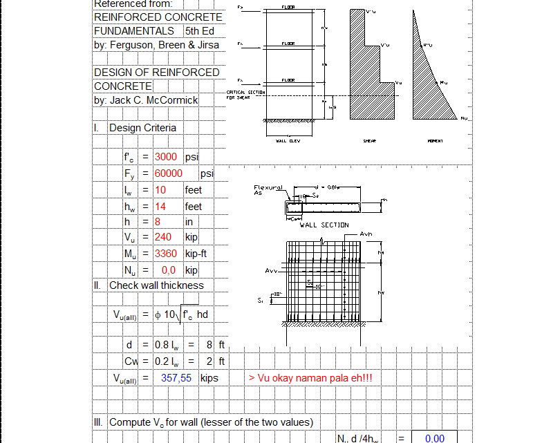 Shear Wall Design Spreadsheet