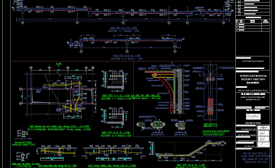 Slab and Stairs Reinforcement Details Autocad Drawing