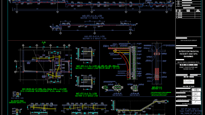Slab and Stairs Reinforcement Details Autocad Drawing
