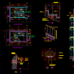 Staircase Elevation and sections Autocad Drawing