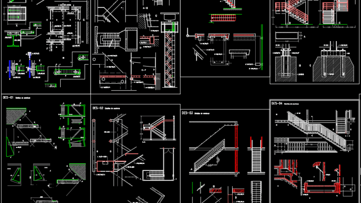 Staircase Structural Design Autocad Drawing