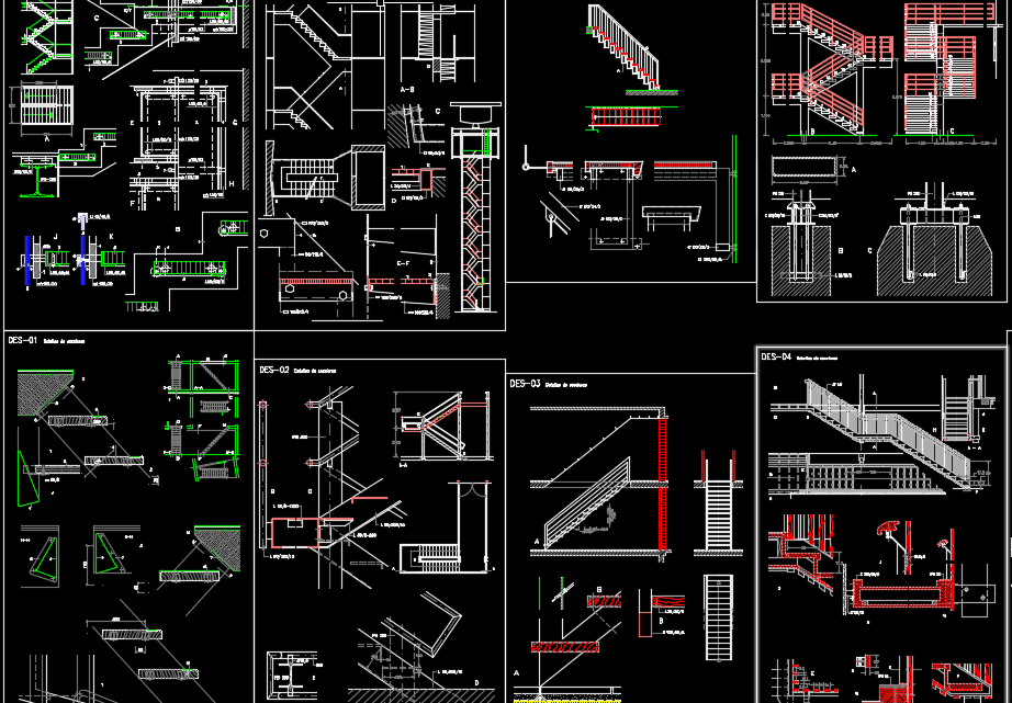 Staircase Structural Design Autocad Drawing