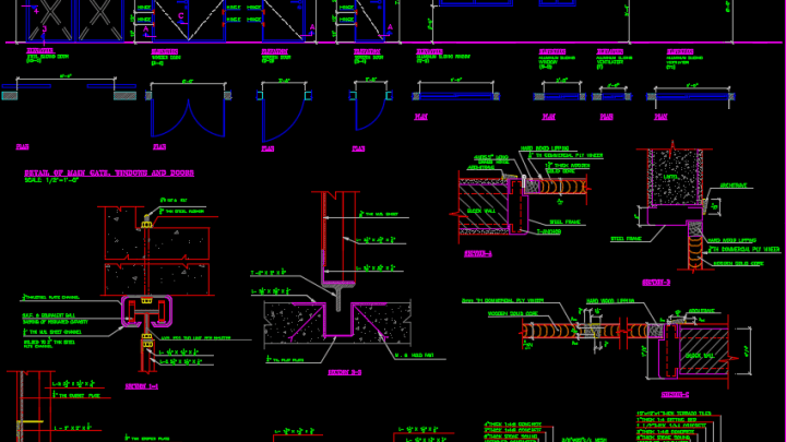 Steel Sliding Door autocad Drawing