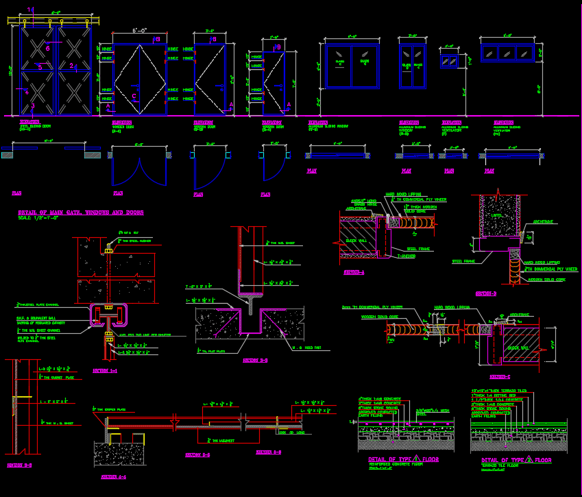 Steel Sliding Door autocad Drawing