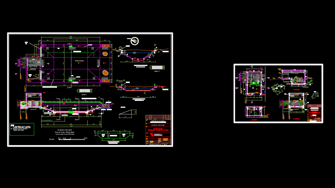 Stilling Concrete Basin Layout And Cross Sections Free Drawing