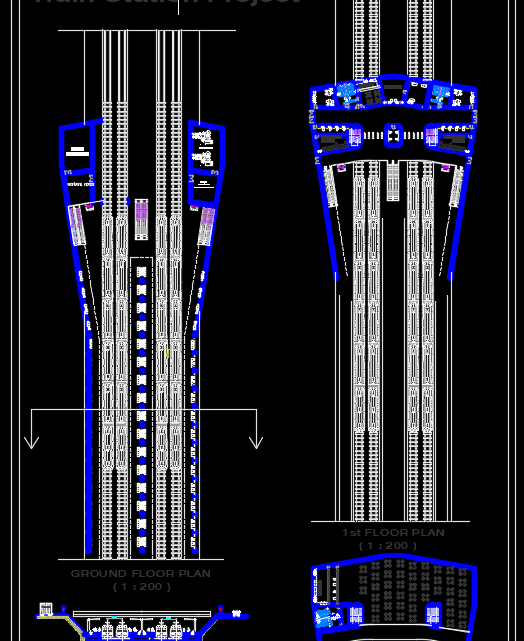 Train Station Plan and Section Free Drawing