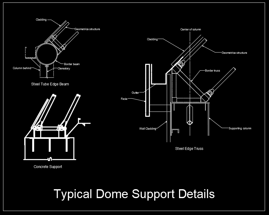 Typical Dome Support Details Autocad Drawing