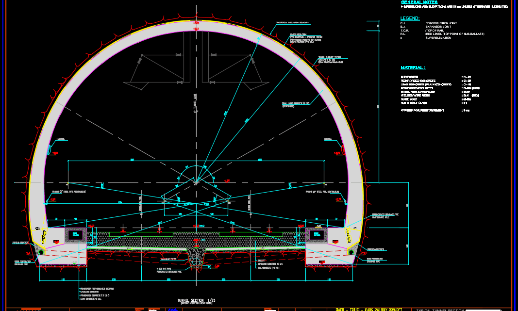 Typical Tunnel Section Free Drawing