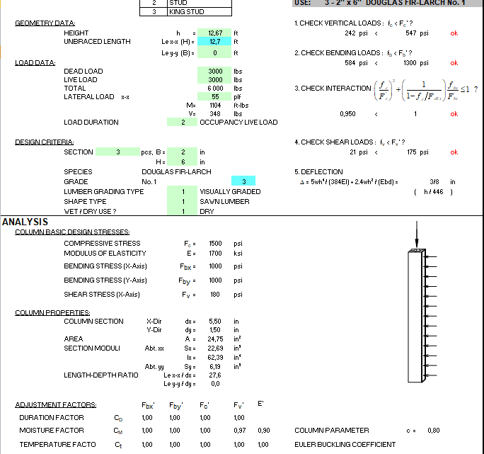 Wood Column Design Spreadsheet