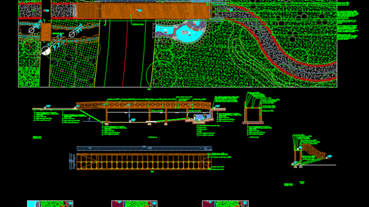 Wooden Bridge Autocad Drawing