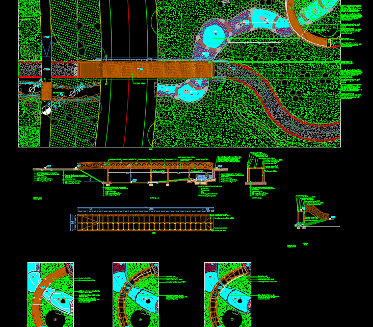 Wooden Bridge Autocad Drawing