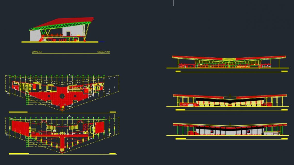Airport Layout plan and elevation Autocad Drawing