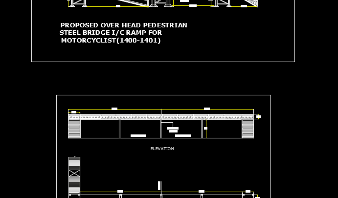 Pedestrian Steel Bridge Autocad Drawing