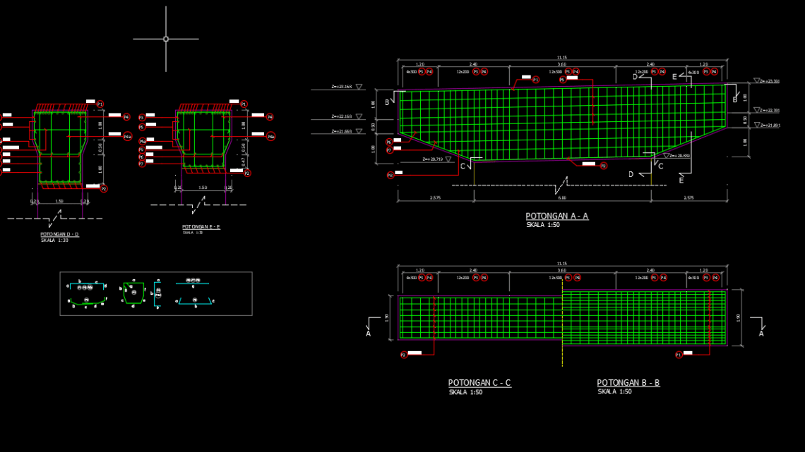 Pier Head Reinforcement details Free DWG