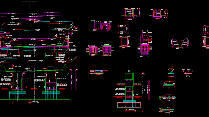 Reinforcement Details for Bridge Pier Autocad Drawing