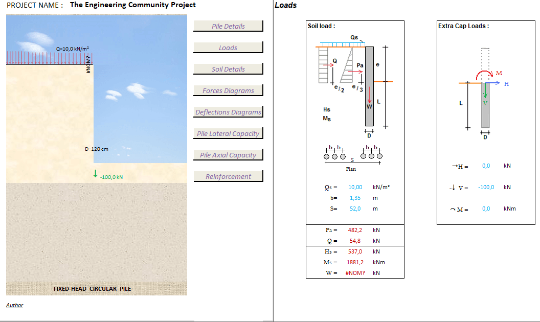 Bored Piles For The Analysis of Layered Soil Excel Sheet