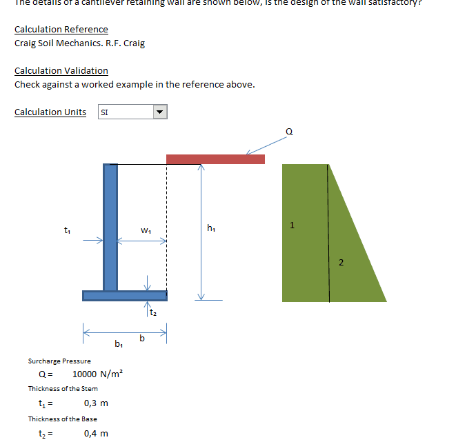 Cantilever Retaining Wall Analysis Excel Sheet