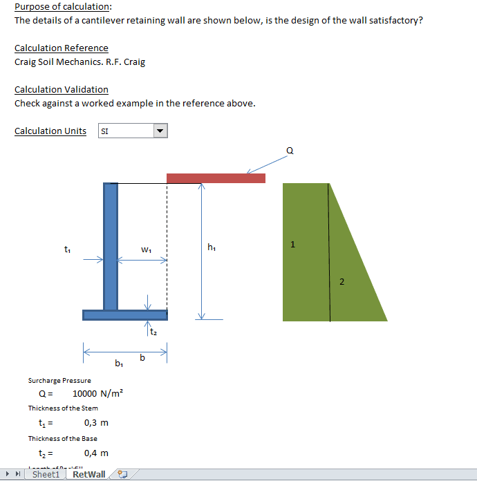 Cantilever Retaining Wall Ysis Excel Sheet - Cantilevered Retaining Wall Design Example