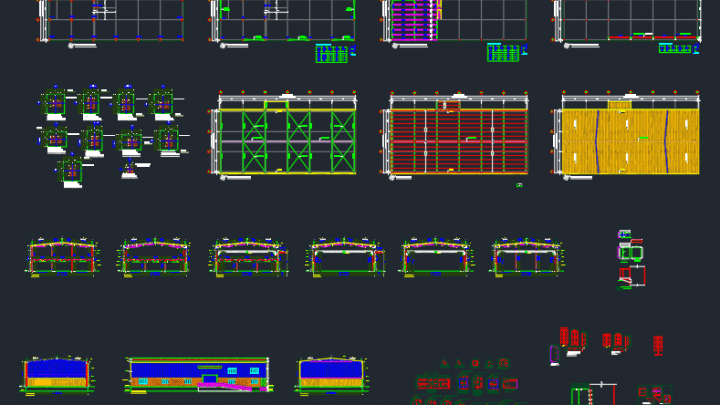 Complete Steel Building Structure Autocad Drawing