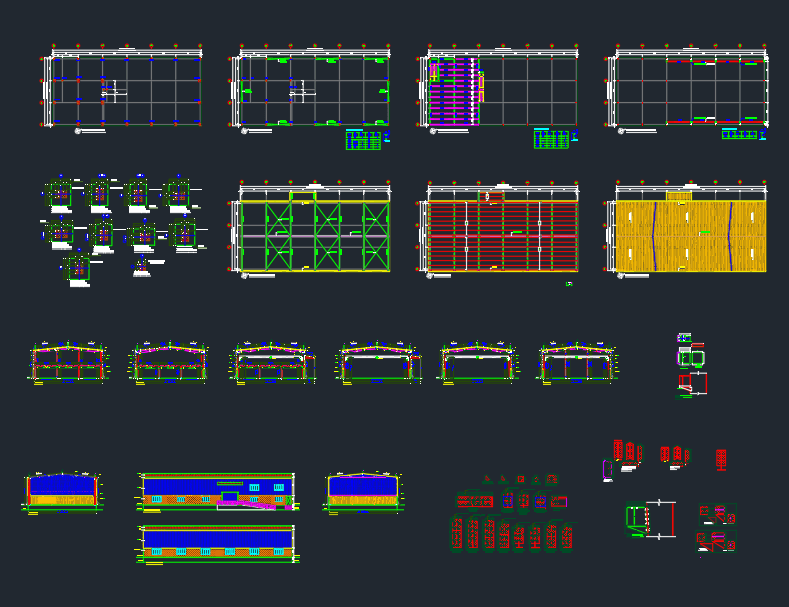 Complete Steel Building Structure Autocad Drawing