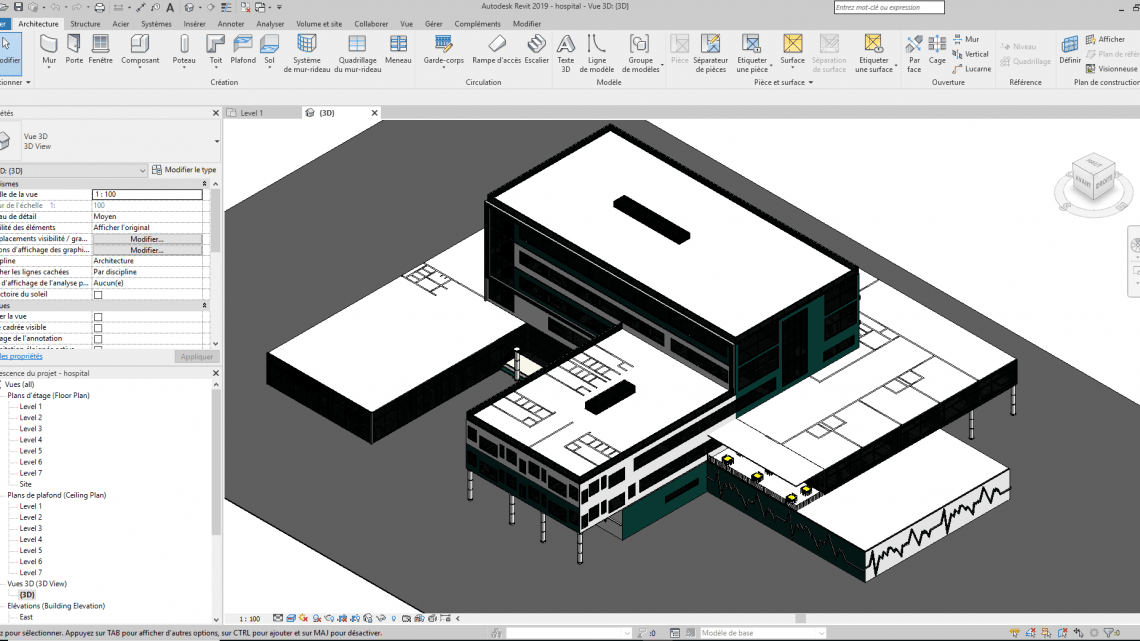 Hospital 3D Structure Revit Model