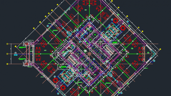 Hotel Tower Layout Plan Autocad Drawing