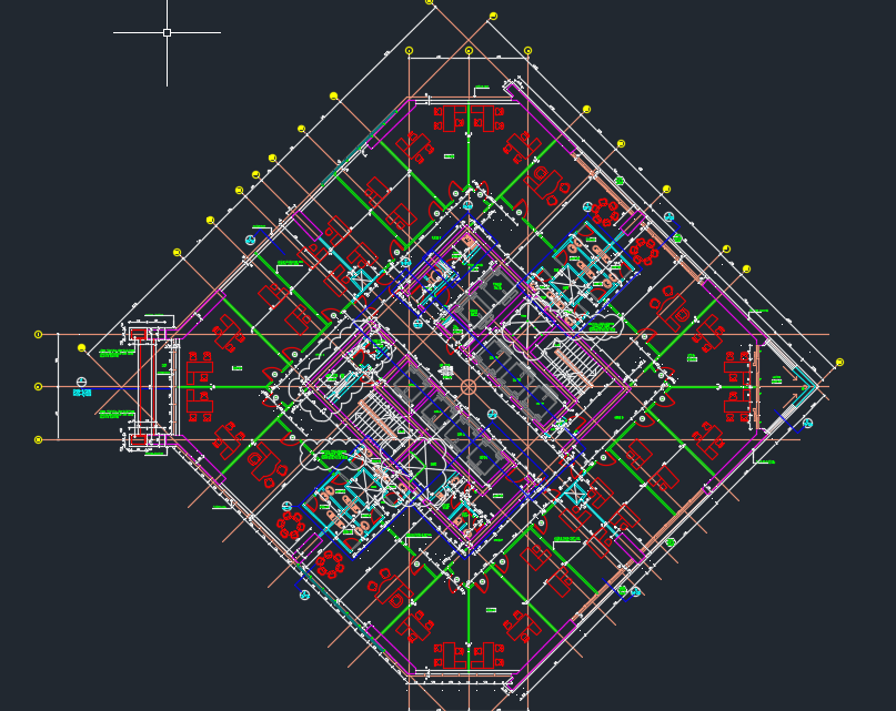 Hotel Tower Layout Plan Autocad Drawing