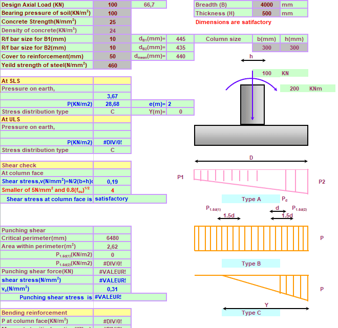 Isolated and Combined Footing Design to BS 8110.1985 Spreadsheet