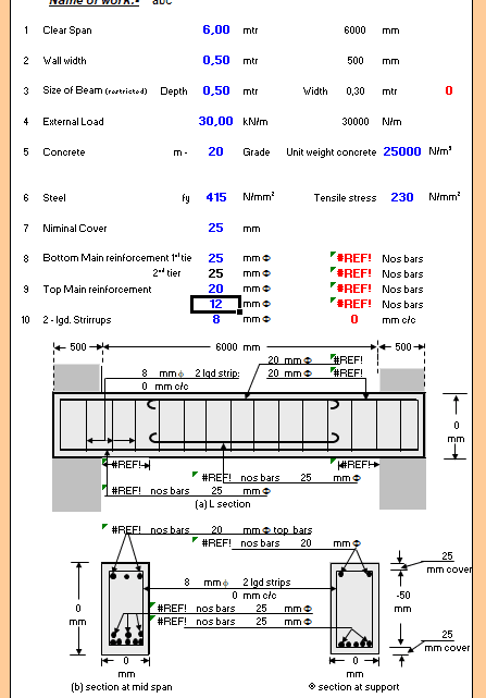 LSD Design for Doubly Reinforced Simply supported Beam Spreadsheet