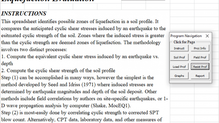 Liquefaction Analysis Excel Sheet