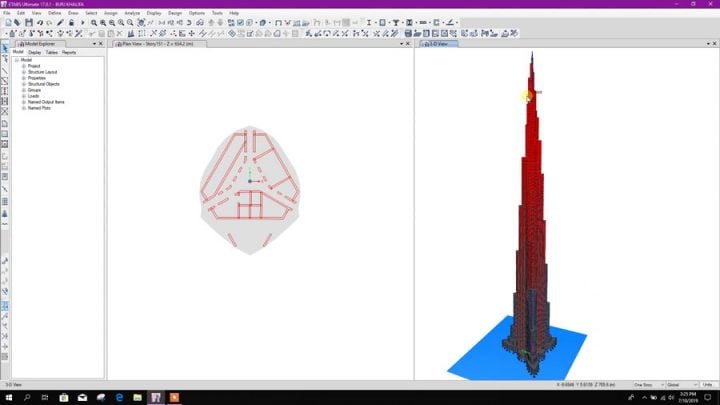 Modeling of Burj Khalifa in Etabs v17 with Column, Shear Wall and Floors