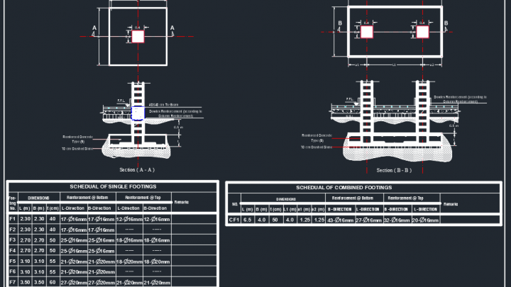 Reinforced Concrete Footing Details Autocad Drawing