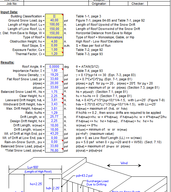 Snow Loading Analysis Excel Sheet