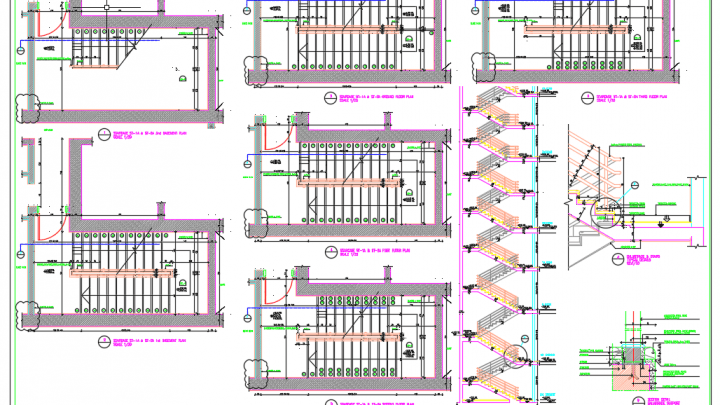 Staircase Plans sections and details Autocad Drawing