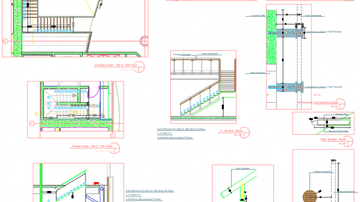 Stairs and Balustrades details Autocad DWG File