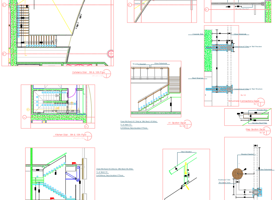 Stairs and Balustrades details Autocad DWG File