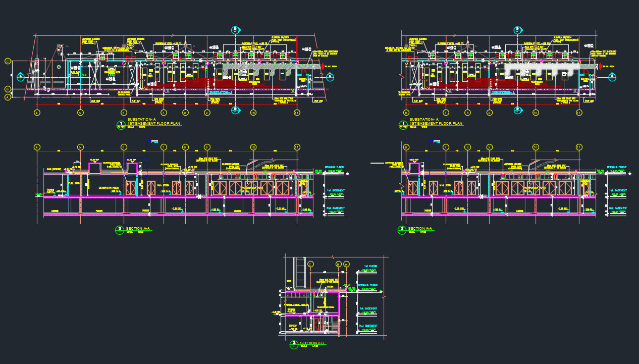 Substation Basement Floor Details Autocad Drawing Substation Basement Floor Details, How To Layout Basement Framing In Autocad